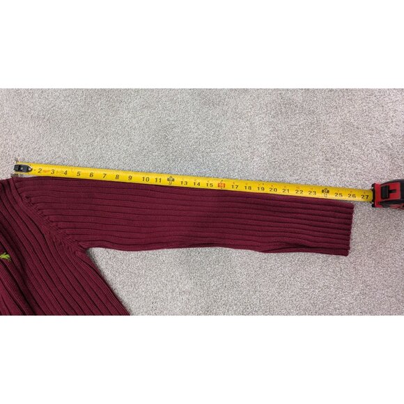 Abercrombie & Fitch Mens Muscle Sweater Large Burgundy Ribbed Y2K Preppy V-Neck - Picture 8 of 8